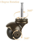 One Point Six Inch Ball Caster Wheels 8 Pack For Furniture Chairs Sofas And Cabinets With Swivel 360 Degree Mounting Stem