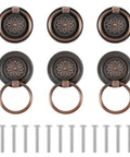 6 Piece Antique Drawer Pull Ring Set With M4 X 25 Mm Screws Included For Cabinets Dressers Closets Wardrobes Vintage Style Hardware