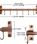 Antique Copper Stainless Steel Kitchen Utensil Holder Hanger, Pot and Pan Rack Wall Mount with 8 Hooks, dimensions shown