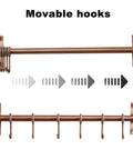 Kitchen Utensil Holder Hanger, Pot and Pan Rack Wall Mount with 8 Movable Hooks, Antique Copper Stainless Steel