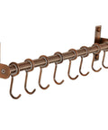 Kitchen Utensil Holder Hanger, Pot and Pan Rack Wall Mount with 8 Hooks, Antique Copper Stainless Steel, wall-mounted view