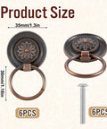 6 Piece Antique Drawer Pull Ring Set With M4 X 25 Mm Screws Included For Cabinets Dressers Closets Wardrobes Vintage Style