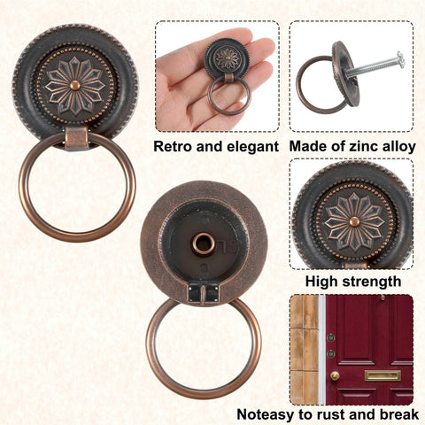 6 Piece Antique Drawer Pull Ring Set With M4 X 25 Mm Screws Included For Cabinets Dressers Closets Wardrobes Vintage Style Hardware