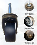 Antique Style Furniture Casters Set Of 4, 1-1/2 Inch Wheels, 5/16 Inch Axle, 8 x 38mm Quiet Polyurethane Casters With Steel Frame