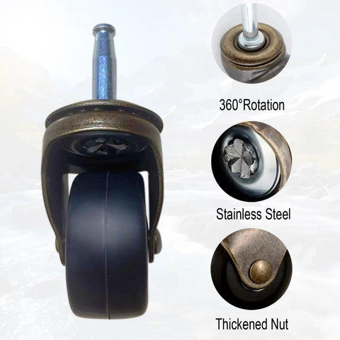 Antique Style Furniture Casters Set Of 4, 1-1/2 Inch Wheels, 5/16 Inch Axle, 8 x 38mm Quiet Polyurethane Casters With Steel Frame