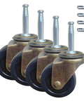 Antique Style Furniture Casters Set Of 4, 1-1/2 Inch Wheels, 5/16 Inch Axle, 8 x 38mm Quiet Polyurethane Casters With Steel Frame And Precision Ball Bearings