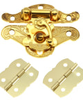 Antique Hasp Latch With Butterfly Shape Hinges Gold Finish Includes Matching Screws for Vintage Boxes, Jewelry, Cabinets, Durable Zinc Alloy