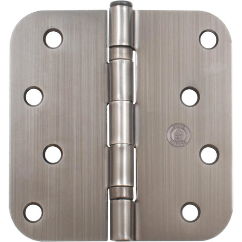 4 Inch Ball Bearing Door Hinges With Five Eighth Inch Radius Corners In Antique Nickel Finish Durable Steel Construction