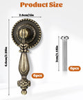 Size diagram for Six Antique Style Teardrop Cabinet Pulls With Mounting Screws In Vintage Bronze Finish Zinc Alloy