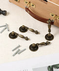 Six Antique Style Teardrop Cabinet Pulls With Mounting Screws In Vintage Bronze Finish Zinc Alloy For Cabinets