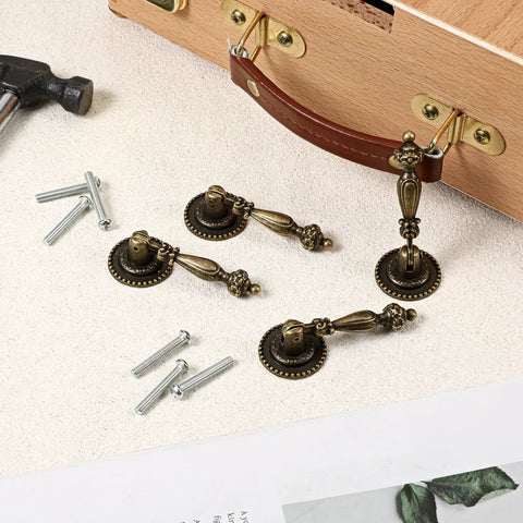 Six Antique Style Teardrop Cabinet Pulls With Mounting Screws In Vintage Bronze Finish Zinc Alloy For Cabinets