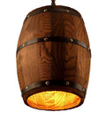 Antique Wood Wine Barrel Pendant Lamp For Bar And Kitchen Rustic Dope Vibe Hanging Ceiling Light Fixture With Adjustable Chain