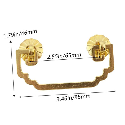 Two Piece Vintage Square Bail Cabinet Pull Hardware Set For Jewelry Box And Furniture Zinc Alloy Antique Finish