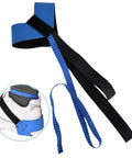 Adjustable Anti Static Ankle Strap Grounder ESD Blue And Black For Electronics Techs, shown close-up and installed on shoe