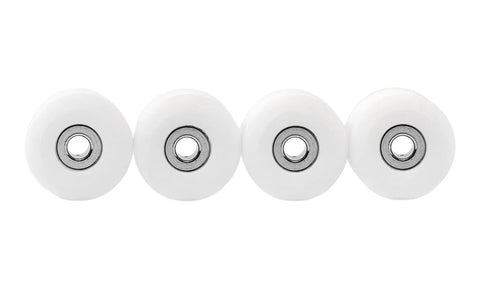 New Street Style Apex Fingerboard Wheels With 71D Urethane, 7.7mm Diameter And Ultra Spin Bearings, Made In USA, White Snow Colorway