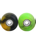 Apex 61D Urethane Fingerboard Wheels With New Street Style Pro Street Tricks 7.7mm in Spooky Swirl Colorway, set of four front view
