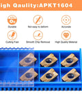 6 Pack APKT1604 Tin Coated Carbide Inserts For Milling Indexable Machinist Tools CNC Laser Cutter Compatible in blue case