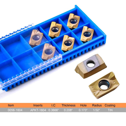 6 Pack APKT1604 Tin Coated Carbide Inserts For Milling Indexable Machinist Tools CNC Laser Cutter Compatible Accessories