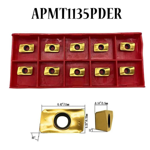 Beefy 90 Degrees BAP 300R Square Shoulder End Milling Arbor Kit With APMT1135 Coated Inserts tray with ten carbide inserts