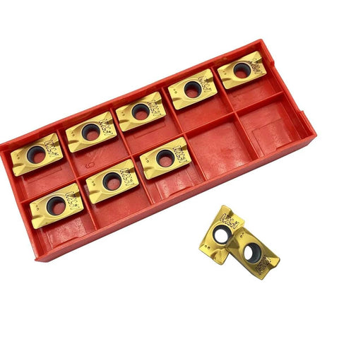 Ten Piece APMT1604 PDER Turning Inserts Tin Coated Carbide For Steel Turning And Milling Dual Edge APKT1604 Inserts With CVD Coating