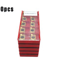 Stack of red cases containing 50 pcs APMT1604 PDER Dual Edge Milling Inserts Pro Grade CVD Carbide for Steel Finishing and Roughing