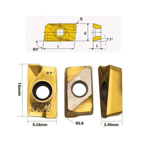 APMT1604 PDER Dual Edge Milling Inserts Pro Grade 50 Pcs CVD Carbide for Steel Finishing with dimensions shown