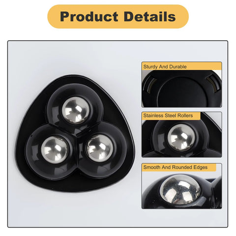 Close-up of 8 Pieces 1.45 Inch Self Adhesive Appliance Caster Wheels with stainless steel rollers and rounded edges