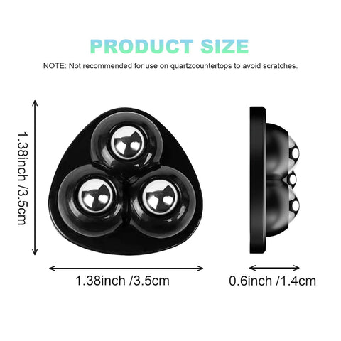 Self Adhesive Appliance Casters For Kitchen Appliances And Furniture Sliders 360 Degree Rotating Rollers side and top view with measurements