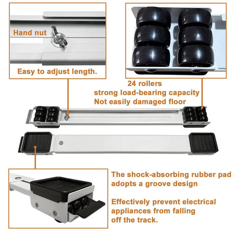 ✝️ Appliance Rollers Heavy Duty 20-32in New Generation Extendable Appliance Rollers Anti Slip Mobile Washing Machine Base with handle and 24 rollers