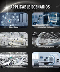 Image of various automation scenarios including smart home, textile, conveying, industrial, medical equipment.