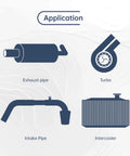 Illustration of exhaust pipe, turbo, intake pipe, and intercooler for automotive applications