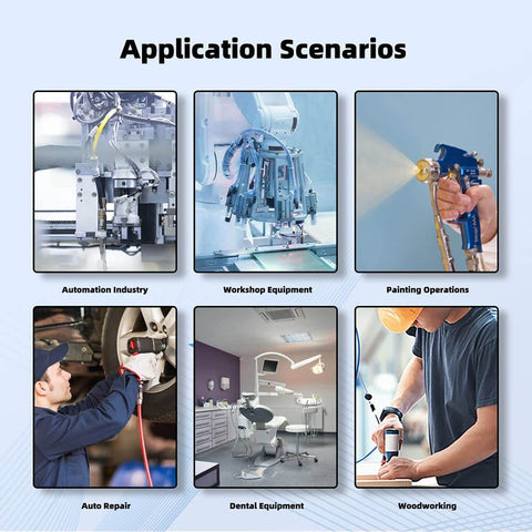 Application scenarios for automation industry, workshop equipment, painting operations, auto repair, dental equipment, woodworking