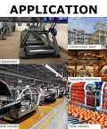 Collage of various applications including sports equipment, construction plant, industrial machinery, automotive industry, and food industry.