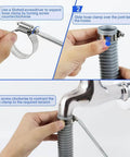52 Piece Hose Clamp Kit In Premium 304 Stainless Steel With Adjustable Worm Gear Clamps From One Quarter Inch To One And A Half Inch Six To Thirty Eight Millimeter For Plumbing Automotive And Mechanical Applications A Durable Corrosion Resistant Clamp Set demonstrated in use.
