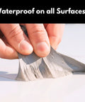 Applying Ultra Strong MicroSealant Roof Tape for Quick DIY RV and Roof Repairs, leakproof waterproof UV resistant, close-up of tape on surface