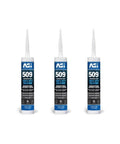 Black Aquarium Silicone Sealant Three 10.2 Fluid Ounce Cartridges For Glass Tanks High Modulus RTV Sealant That Bonds To Glass Without Primers Non Slump And Water Immersible Fish Safe When Fully Cured 3 Pack, front view of cartridges