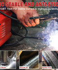 Ultra Portable 110V ARC Welder Stick Machine 250Amp Mini GNI with anti-stick shown welding metal