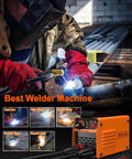 Welder using Ultra Mini 140A 110V Arc And Lift TIG Welder With Shoulder Strap for iron welding, machine in focus
