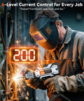 Man using Ultra Portable 110V 200A IGBT Inverter ARC Welder With Digital Display And 6 Level Current Control for welding a fence