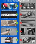 Comparison chart highlighting benefits of 110V Portable IGBT Inverter Welder With 5 Current Settings, easy operation, compact size.