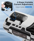 Close-up of Portable Handheld Arc Welder With IGBT Inverter 110V 20-120 Amp Adjustable Output showing current settings dial