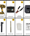 Portable 110V Arc Welder With IGBT Inverter Handheld Electric Welding Gun Five Variable Current Settings Compatible With Three Sixty Fourth To One Eighth Inch Wire Rods For Home DIY And Small Shop Projects Beast Performance ZEGJAW with accessories