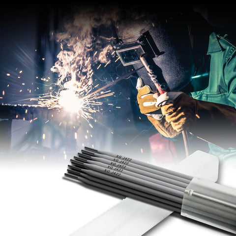 Welder using Carbon Steel Arc Welding Rods E4303 J422 Three Thirty Second To One Eighth Inch Sticks 1 Lb Electrode Pack