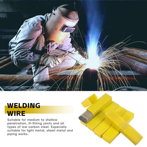 Welder using E6011 1/8 Inch Arc Welding Rod, 60 Lb Total in a 6 Pack for smooth arc and low spatter welds on steel with yellow holders
