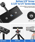 Arca Swiss Compatible Quick Release Plate With Clamp Adapter Set 120mm QR Plate with 3/8" to 1/4" screw adapter on tripods and monopods