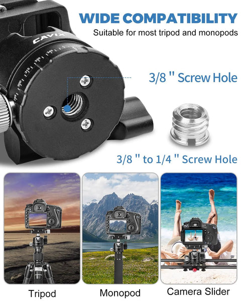 Arca Swiss Quick Release Ball Head With One Quarter Inch Screw, 360 Degree Swivel And 90 Degree Tilt for tripods and monopods