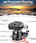 Arca Swiss Quick Release Ball Head With One Quarter Inch Screw, 360 Degree Swivel And 90 Degree Tilt, shown with labels