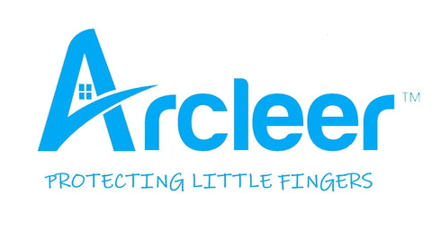 Arcleer logo with slogan 'Protecting Little Fingers' in blue text