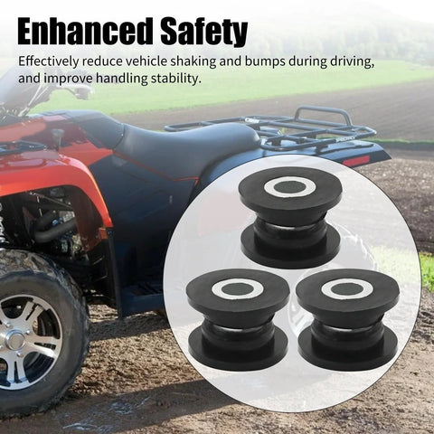 Eight Piece Absorber Shock Bushing And Bearing Sleeve Kit for Arctic Cat ATVs 1998-2006 shown with red ATV background