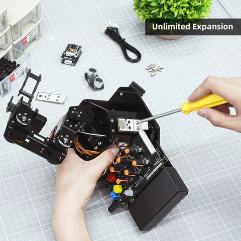Assembling 5DOF Arduino Robotic Arm Kit For AI Enabled Education Open Source STEM Engineering Projects with screwdriver